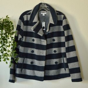 NWT Nautica Double Breasted Striped Fleece Coat